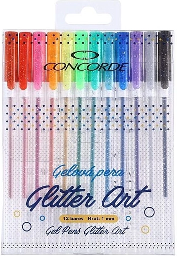 Gélové trblietavé perá CONCORDE Glitter Art, sada 12 ks