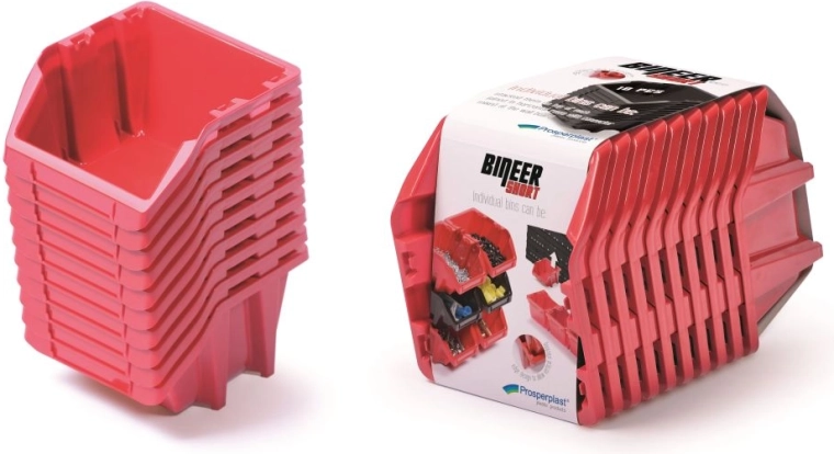 Sada úložných boxov 10 ks BINEER Short, červená