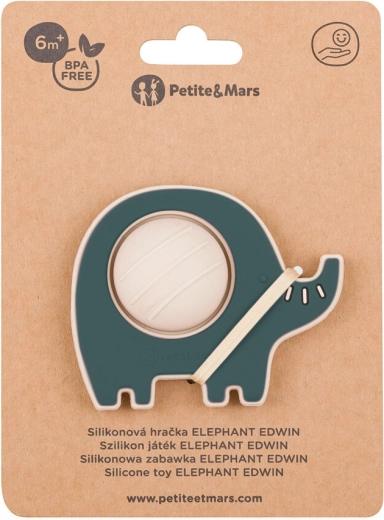 Silikónová hračka slon Edwin misty green Petite&Mars