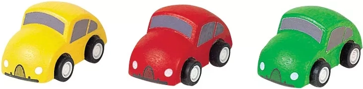 PlanToys drevené autíčka k autodráhe a vláčikodráhe (3 ks)