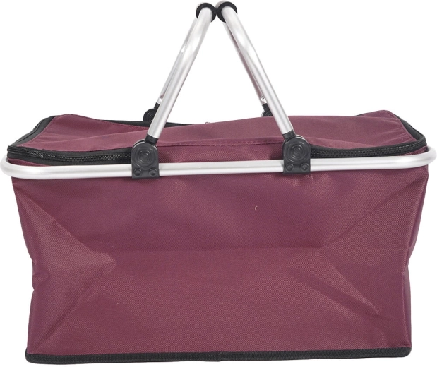 Skladací termo nákupný košík 46 × 27 × 23 cm, hliník a polyester, červený