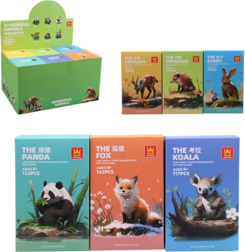 Kocky dioráma zvieratká – stavebnica pre deti, 6 ks v boxe