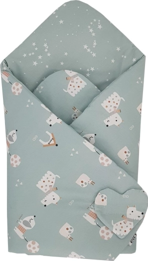 EKO obojstranná bavlnená zavinovačka Dogs & Stars mint 75 × 75 cm