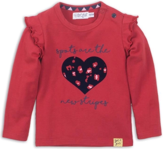 Dirkje dievčenské tričko s dlhým rukávom, červené