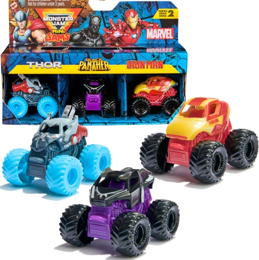 Monster Jam Mini Jams Marvel Thor, Black Panther a Iron Man – 3 ks