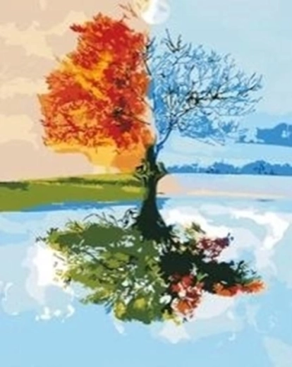 Norimpex maľovanie podľa čísel Strom štyri ročné obdobia 40 × 50 cm