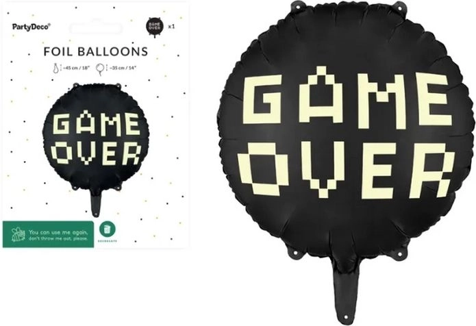 Fóliový balónik Game over čierny 45 cm