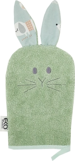 EKO bavlnená žinka s uškami bunny olive green 20 × 15 cm