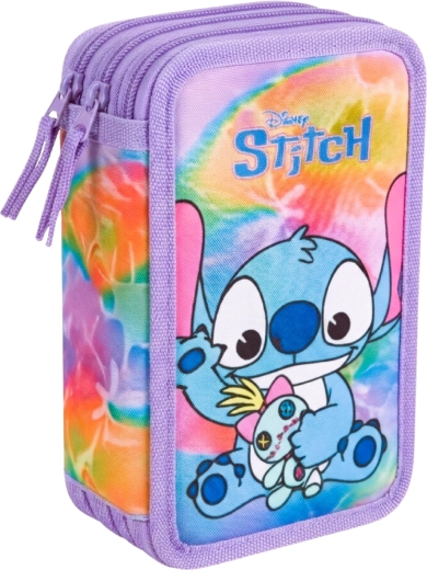 Trojposchodový vybavený školský peračník Lilo & Stitch Stitch fialový