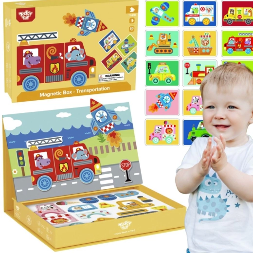 Magnetická vzdelávacia skladačka v boxe TOOKY TOY, 80 dielikov