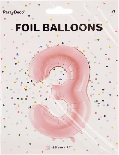 Fóliový balónik číslo 3 ružový 86 cm