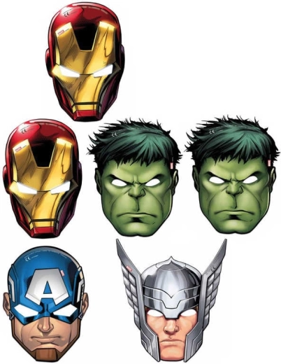 Papierové masky Marvel Avengers 6 ks