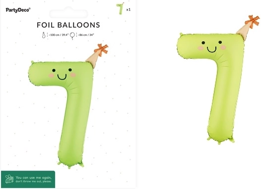 Fóliový balónik číslo 7 svetlozelený 86 cm