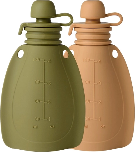 Mininor silikónová plniteľná kapsička na desiatu 120 ml (2 ks) moss green/roe deer