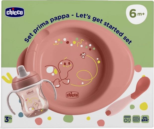 Chicco štartovací set na kŕmenie pink 6 m+