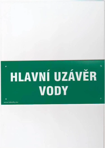 Tabuľka hlavného uzáveru vody plast 210 × 87 mm
