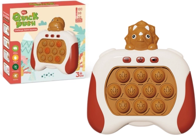 Senzorická hra triceratops Pop It so svetlami a zvukmi, hnedá