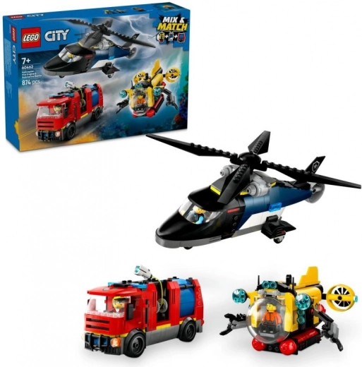 LEGO CITY helikoptéra, hasičské vozidlo a ponorka