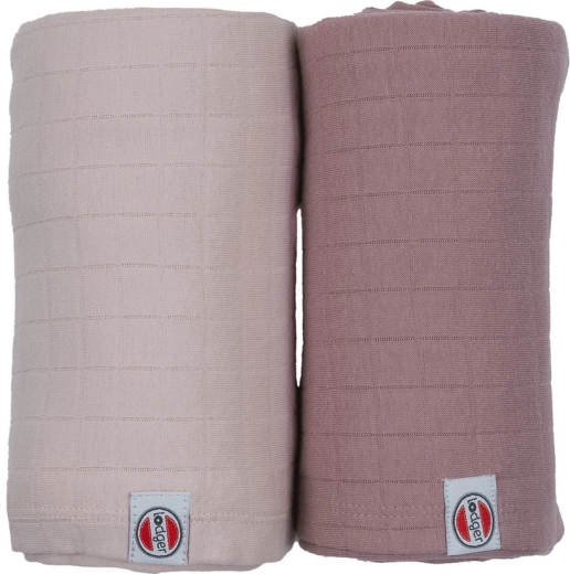 Lodger Swaddler Solid bavlnená zavinovacia plienka Powder/Rose 110 × 110 cm (2 ks)