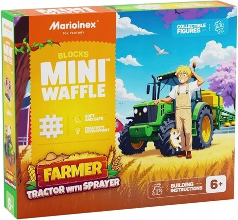 Marioinex Mini waffle Farmár – traktor s postrekovačom (50 dielikov)