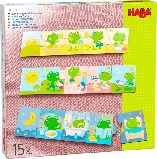 Haba drevené puzzle Žabkov deň 3×5 dielikov