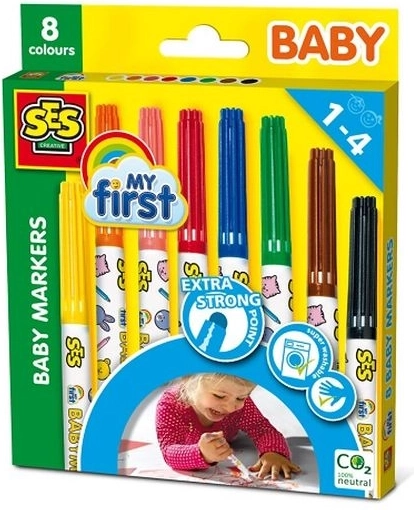 SES My First detské fixky 8 farieb s extra silným okrúhlym hrotom