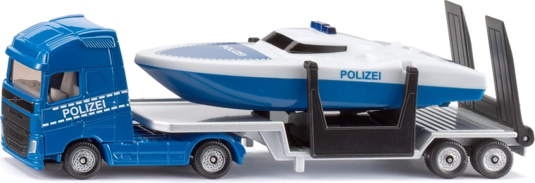 Siku Super ťahač Volvo s návesom a policajným člnom (1:87)