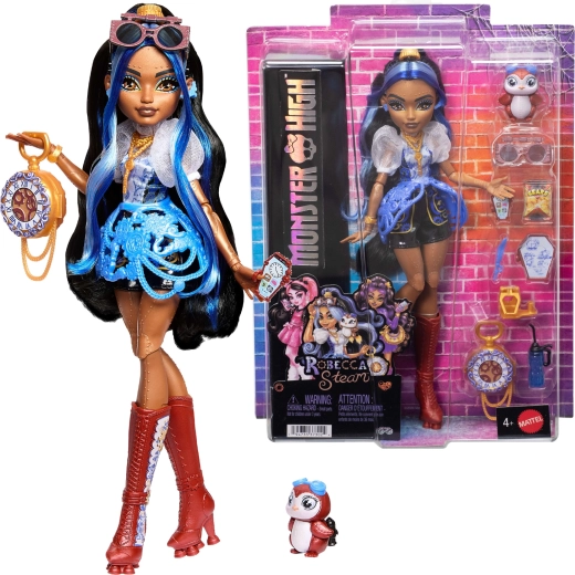 Monster High Robecca Steam bábika 28 cm s doplnkami a miláčikom