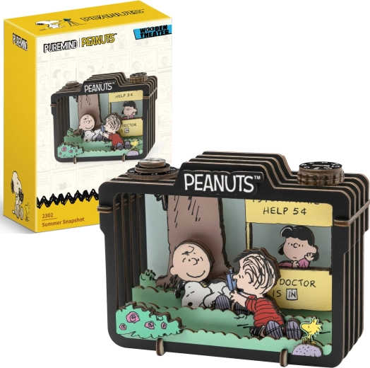 Puremind drevený 3D model PEANUTS Snoopy – letná scéna Summer Snapshot