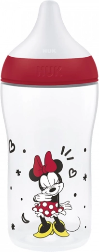 Dojčenská fľaša NUK Perfect Match s kontrolou teploty Disney Minnie 260 ml červená