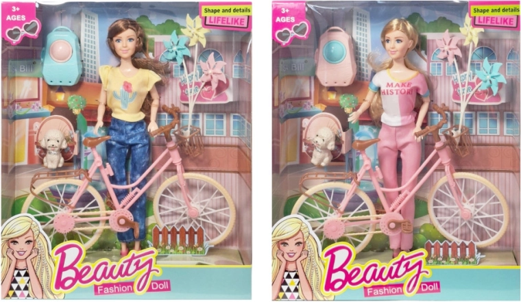 Bábika s bicyklom a doplnkami