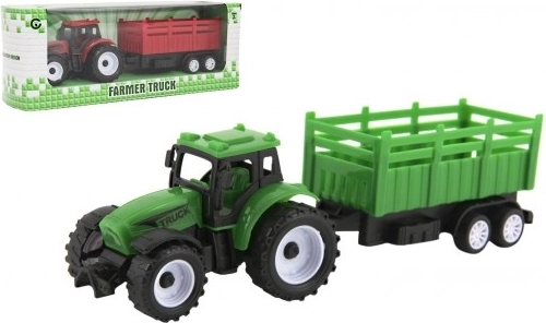 Plastový traktor s prívesom 21 cm s voľnobehom, 2 farby