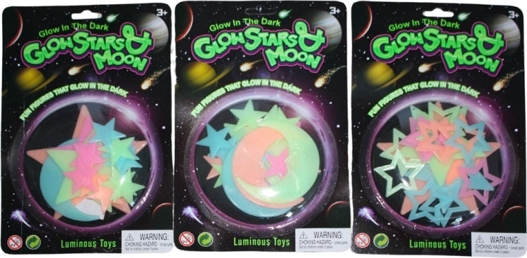 Svietiaca plastová dekorácia mesiac a hviezdy color