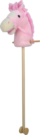 Ružový kočík na tyči so zvukom a odnímateľnou drevenou tyčou