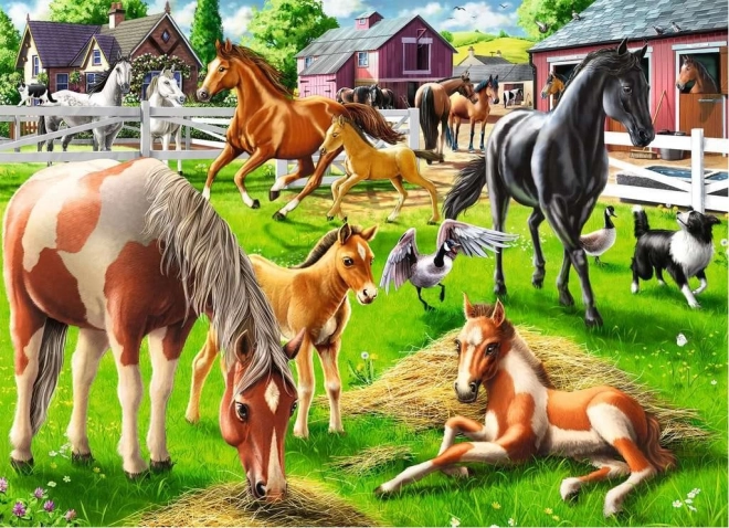 Ravensburger puzzle Šťastní kone 60 dielikov