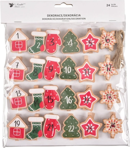 Drevené štipce na adventný kalendár (24 ks)