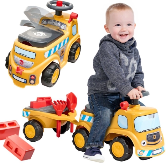Odrážadlo Falk JCB stavebné nákladné auto s prívesom a príslušenstvom
