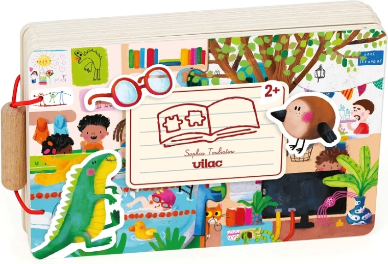 Vilac drevená knižka s puzzle a aktivitami