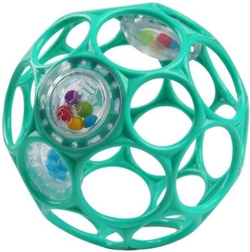 Oball hrkajúca loptička rattle 10 cm, tmavá tyrkysová