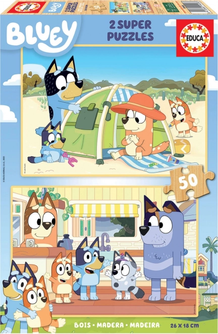 EDUCA Drevené puzzle Bluey 2x50 dielikov