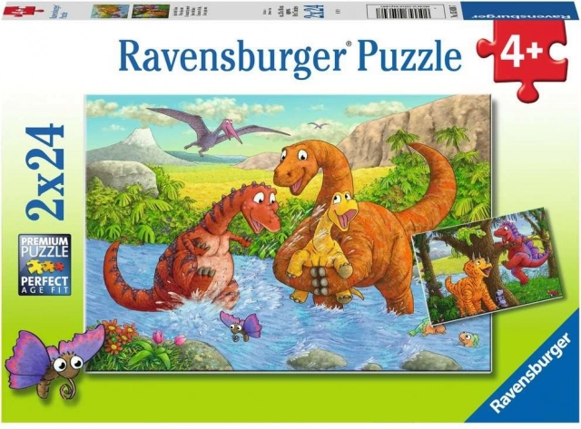 Puzzle RAVENSBURGER hraví dinosaury 2×24 dielikov