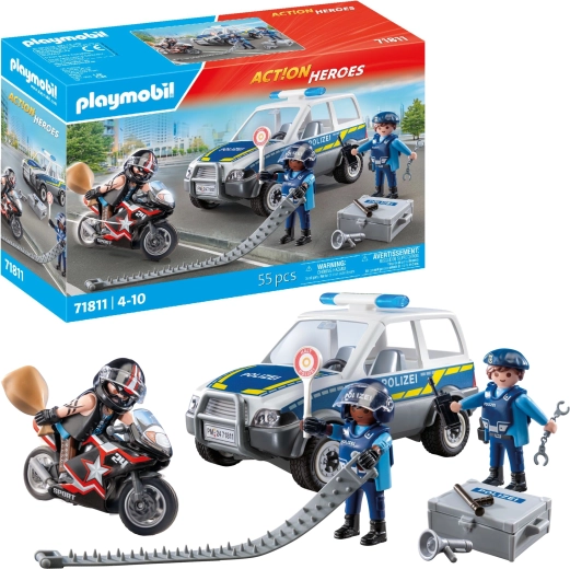 Playmobil City Heroes policajná naháňačka – auto, motocykel a figúrky