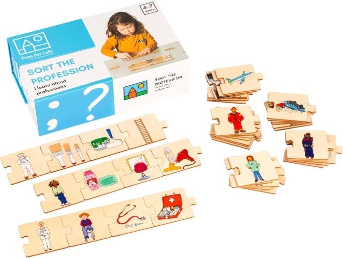 Toys for Life priraď povolania – drevené puzzle v magnetickej krabičke