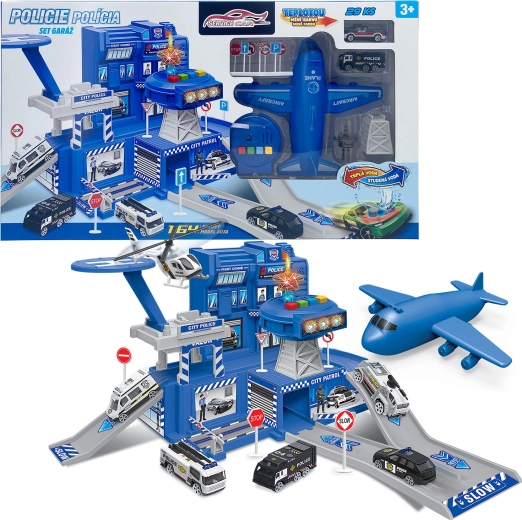 Policajná garáž so setom a autom meniaca farbu