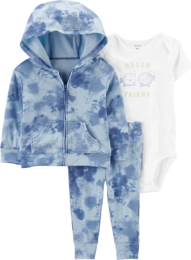 Carter's 3-dielny set pre bábätko Blue Ocean – mikina, tepláky a body s krátkym rukávom