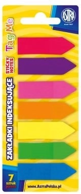 Samolepiace indexové záložky ASTRA, 7 farieb, 45 × 12 mm
