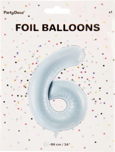 Fóliový balónik číslo 6 modrý 86 cm