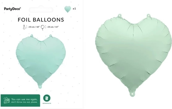 Fóliový balónik srdce 45 cm matná zelená