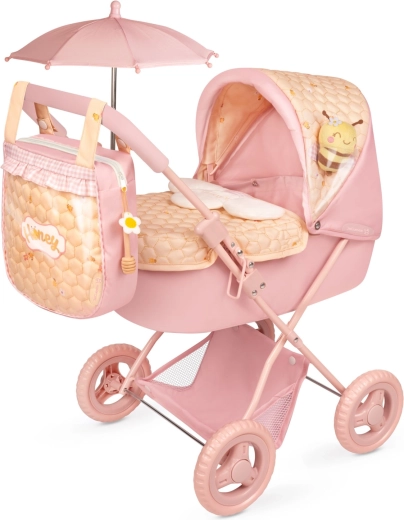 DeCuevas skladací kočík pre bábiky so slnečníkom a taškou Honey 2026 – 60 cm