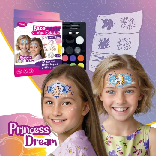 TyToo Princess Dream súprava na maľovanie na tvár so šablónami